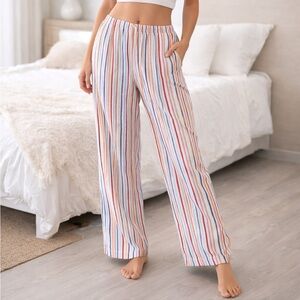 HUE Pajama Pants Women's‎ Size S Striped Cotton Drawstring Loungewear